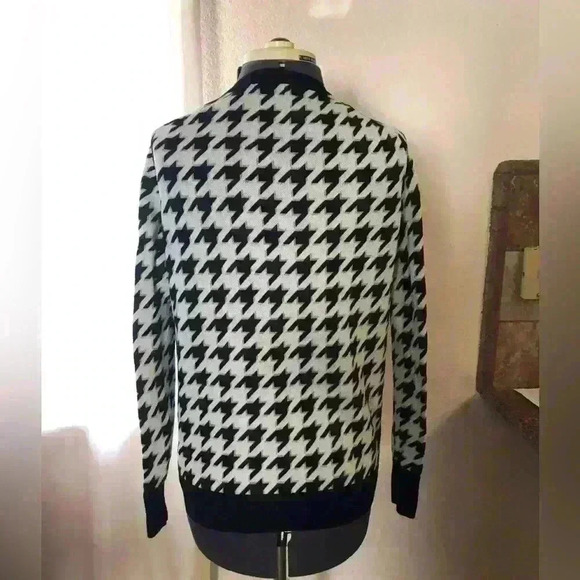 Merona White Black Herringbone Cardigan Sweater with Buttons Women Large - Picture 3 of 8